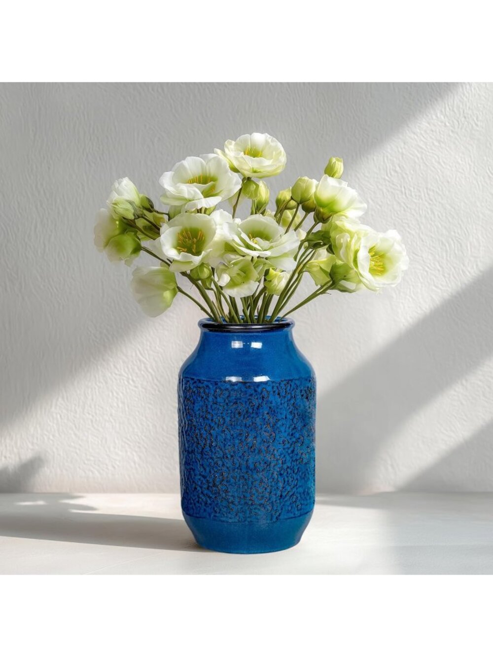 9 inch Ceramic Flower Blue Vase Office Living Room Shelf Home Decoration